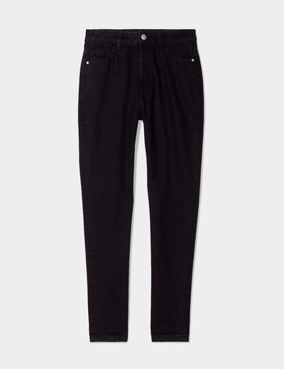 Jeans mom 7/8ème taille haute coton denim noir femme