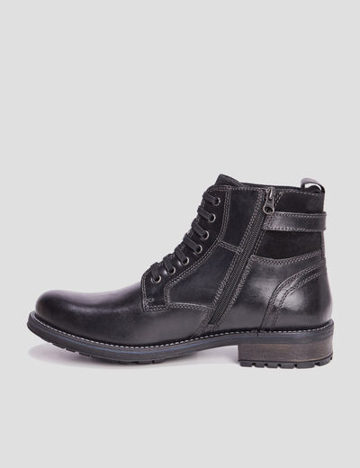 Boots zippées en cuir noir homme