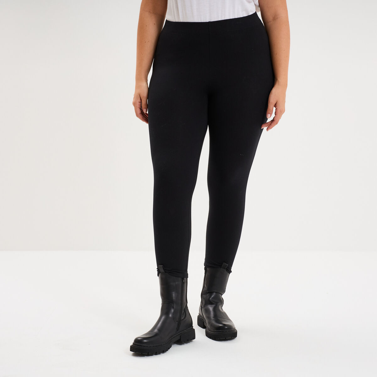 Legging corsaire taille &eacute;lastiqu&eacute;e noir femme grande taille