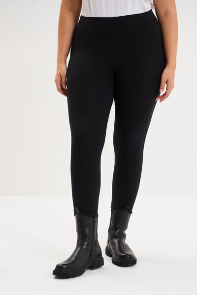 Legging corsaire taille &eacute;lastiqu&eacute;e noir femme grande taille