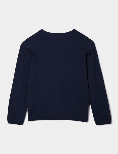 Gilet boutonné bleu marine fille