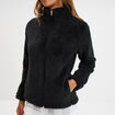 Veste effet polaire col montant noir femme