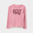 T-shirt col rond manches longues coton vieux rose fille