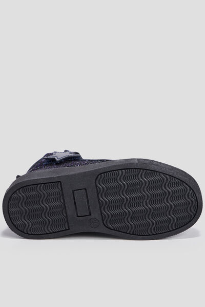 Baskets montantes pailletées zippées bleu marine fille