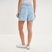 Short mom en jean ceinture cordon denim triple stone femme