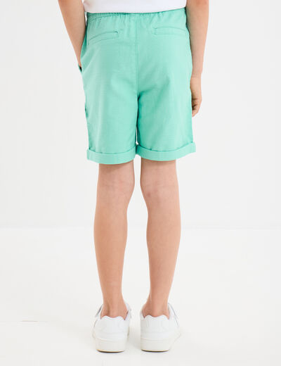 Short cargo regular coton vert turquoise garçon