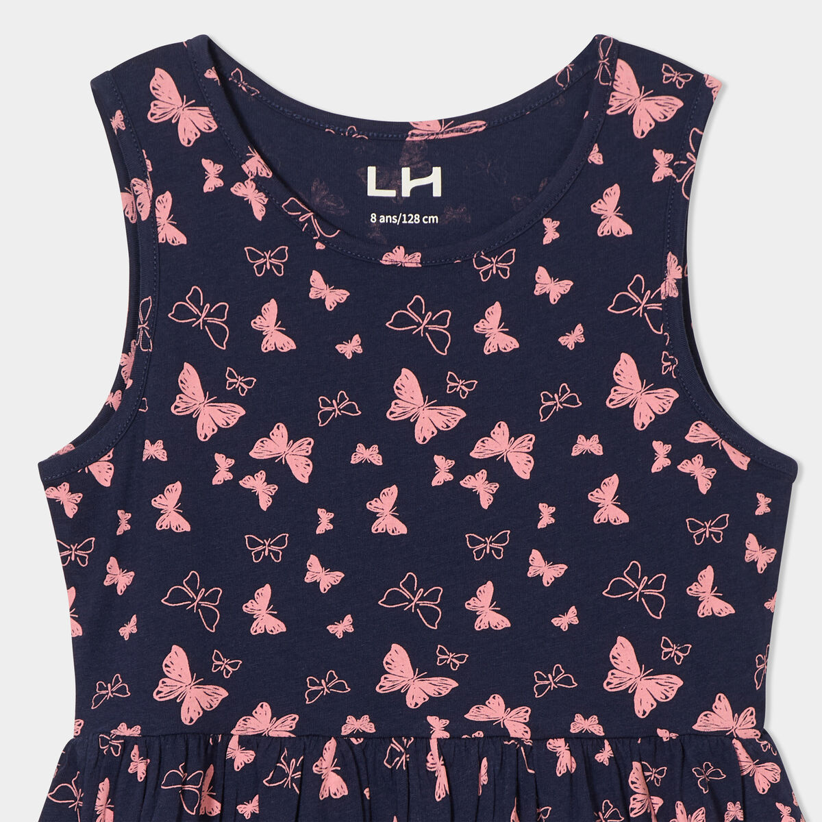 Robe patineuse sans manches coton bleu marine fille