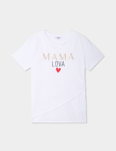 T-shirt manches courtes allaitement blanc femme maternité