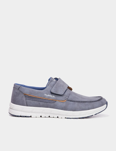 Chaussures bateau à scratchs bleu homme