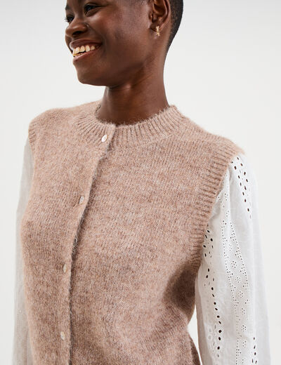 Gilet effet 2-en-1 beige femme
