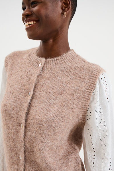 Gilet effet 2-en-1 beige femme