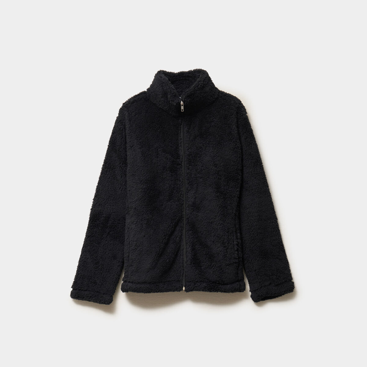 Veste effet polaire col montant noir femme