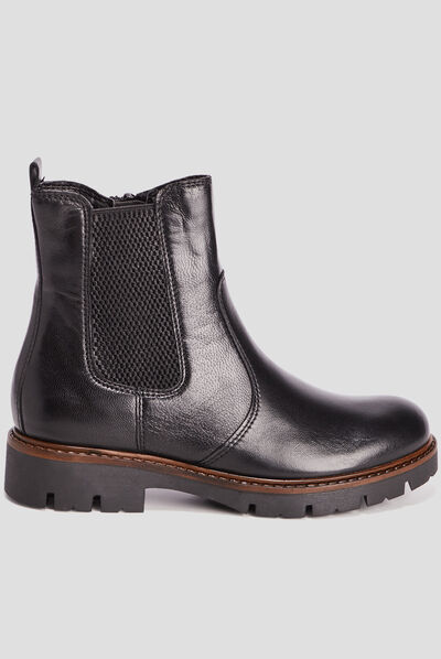 Bottines chelsea crantées en cuir noir fille