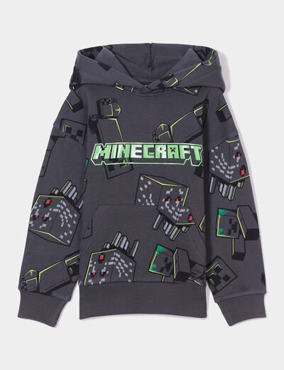 Sweat à capuche hoodie Minecraft gris foncé garçon