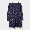 Robe évasée manches longues coton bleu marine fille