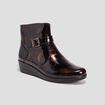 Bottines compensées en cuir couleur bronze femme