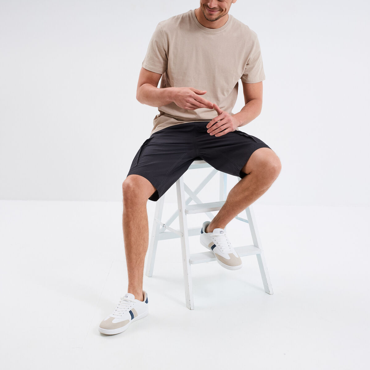 Bermuda cargo droit coton majoritaire gris foncé homme