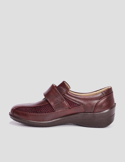 Loafers compensés en cuir bordeaux femme