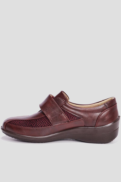 Loafers compensés en cuir bordeaux femme