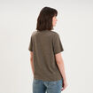 T-shirt col en V manches courtes vert kaki femme