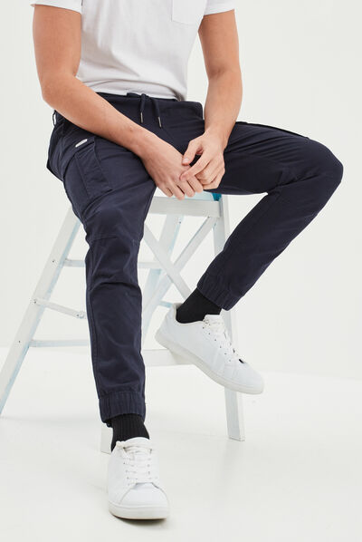 Pantalon cargo taille élastiquée Creeks bleu foncé homme