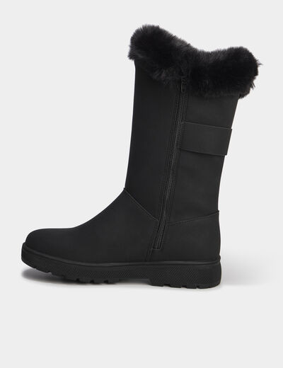 Bottes fourr&eacute;es avec boucles noir femme