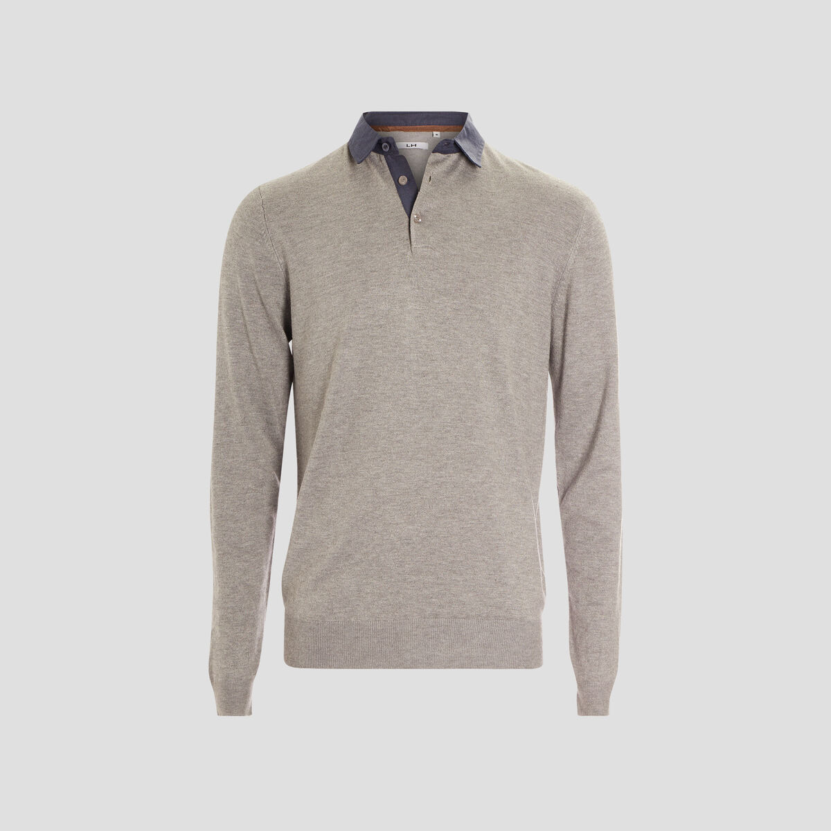 Pull avec col polo gris clair homme