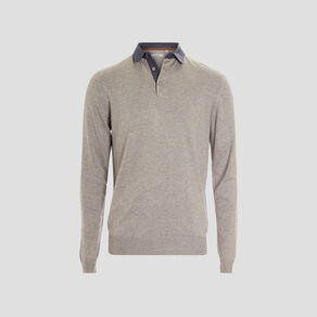 pull avec col polo gris clair homme Pull avec col polo gris clair homme