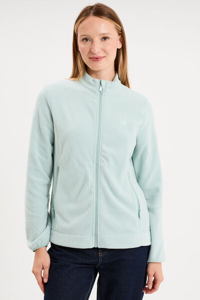 Veste polaire zipp&eacute; manches longues bleu gris femme