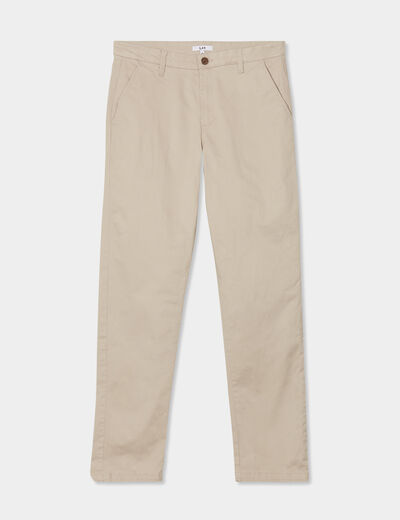 Pantalon chino droit stretch retroussé sable homme