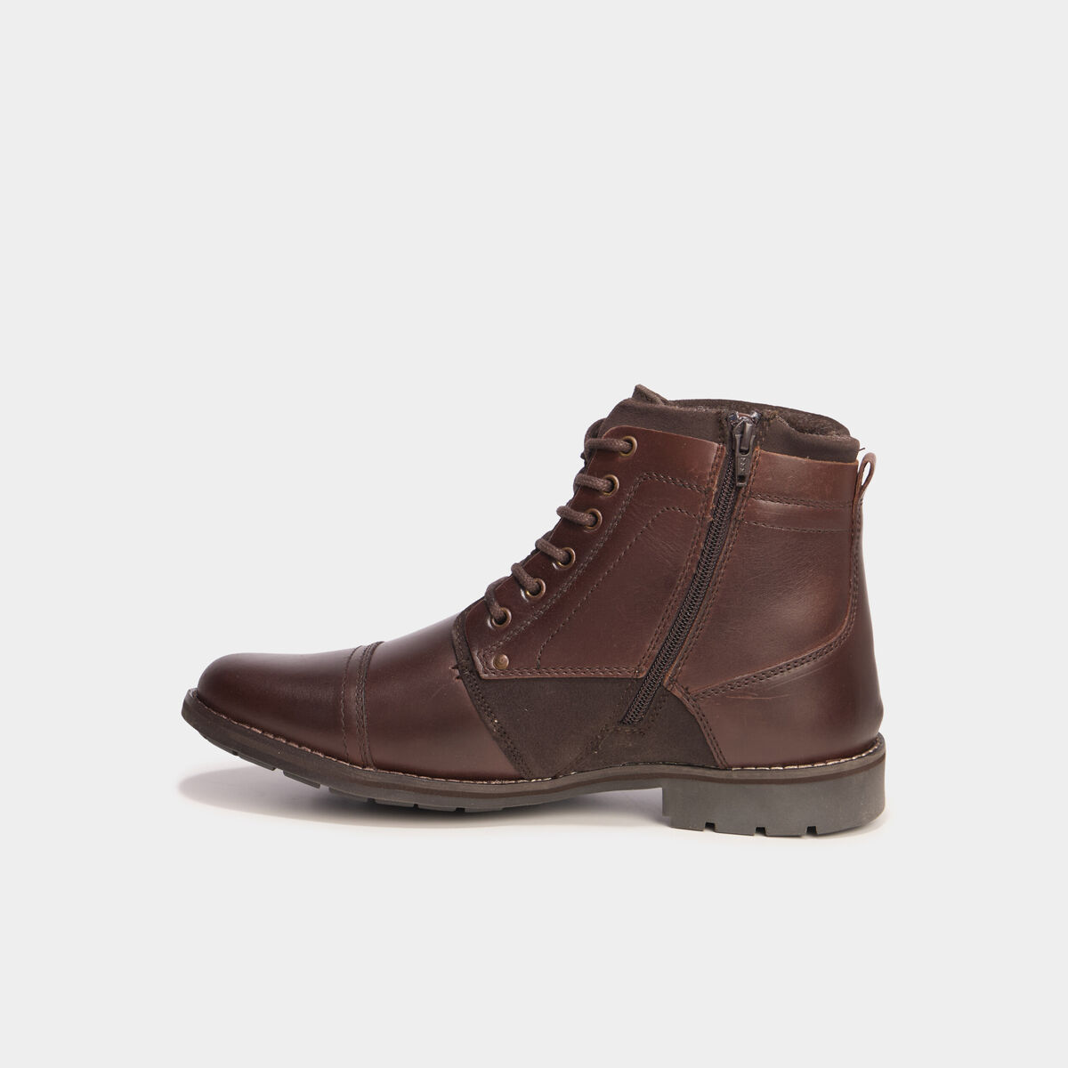 Bottines &agrave; lacets en cuir marron homme