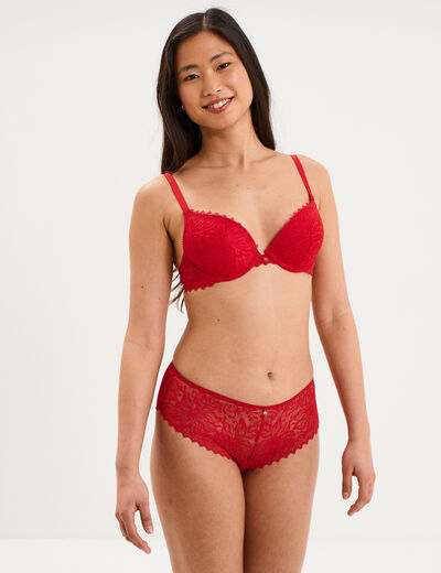 Soutien-gorge push up dentelle rouge femme