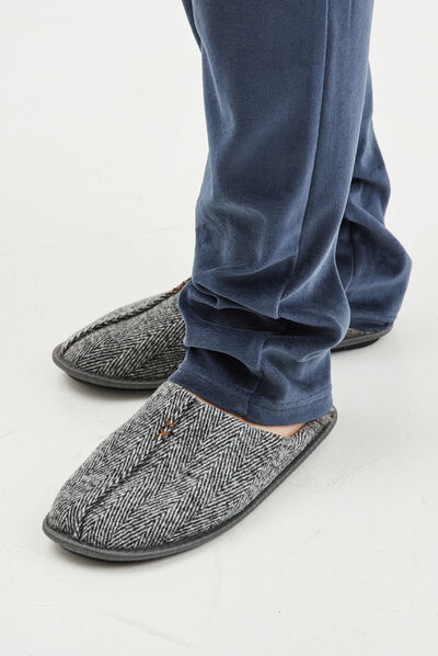 Chaussons mules gris homme