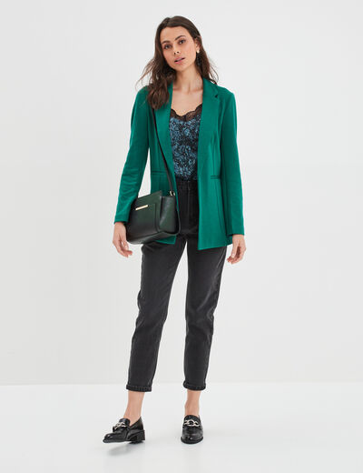 Veste blazer droite vert émeraude femme