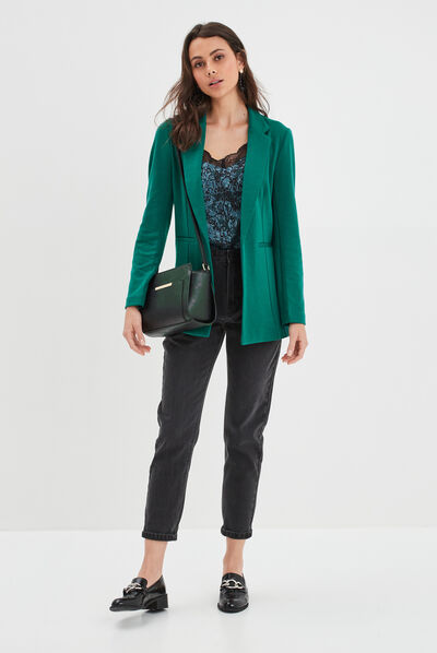 Veste blazer droite vert émeraude femme