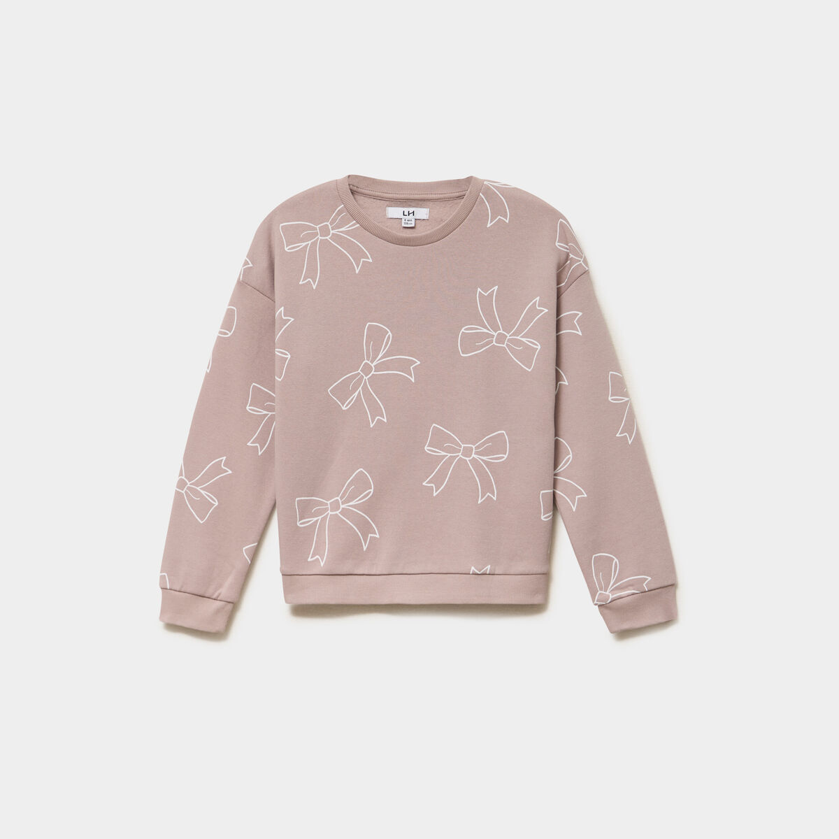 Sweat col rond manches longues taupe fille