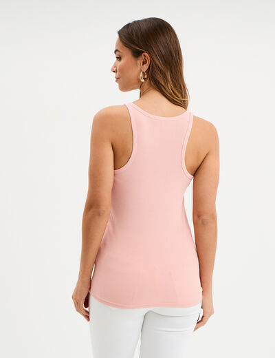 Débardeur col tunisien coton mauve femme