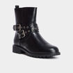 Bottines à semelle crantée talons plats noir femme