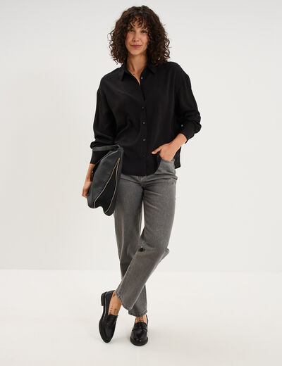 Chemise fluide manches longues noir femme