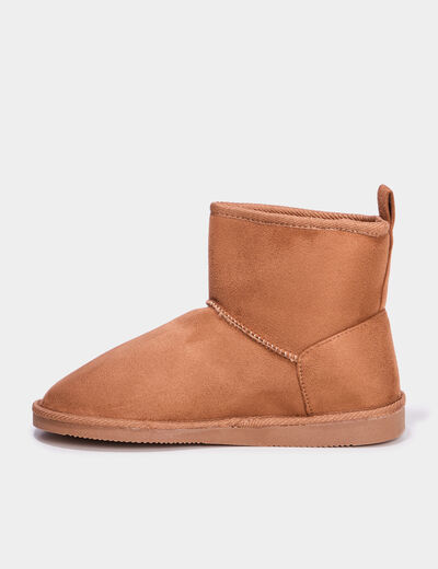 Bottines fourr&eacute;es effet su&eacute;dine marron femme