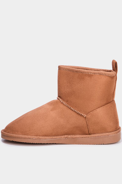 Bottines fourr&eacute;es effet su&eacute;dine marron femme