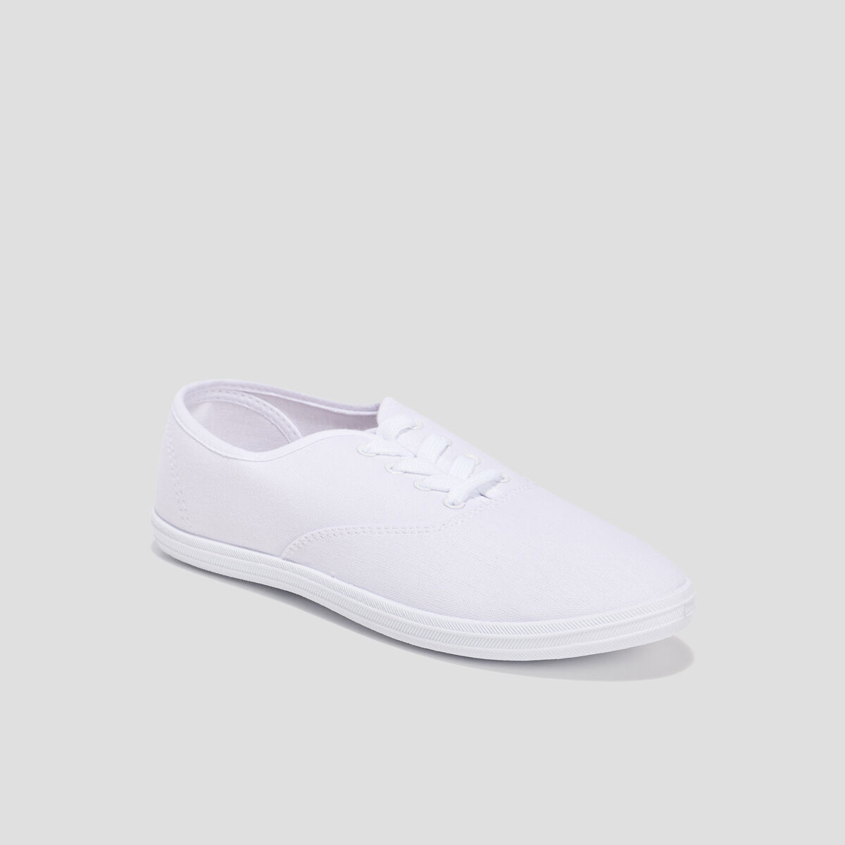 Baskets en toile &agrave; lacets blanc femme