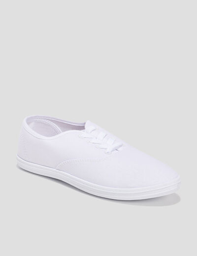 Baskets en toile à lacets blanc femme