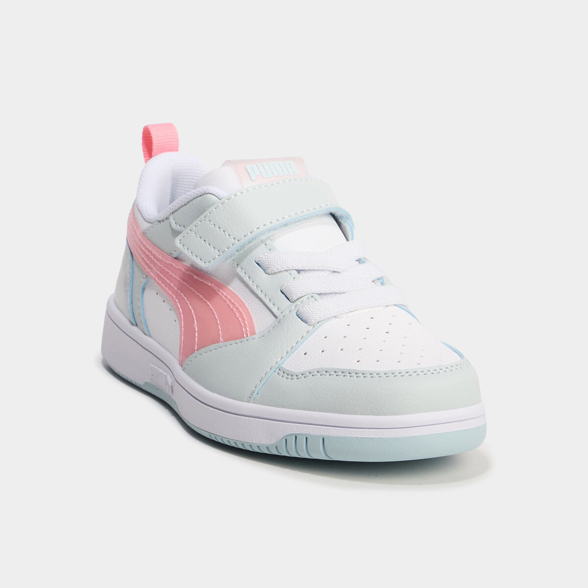 Tennis basses &agrave; scratchs Puma REBOUND V6 vert pastel fille