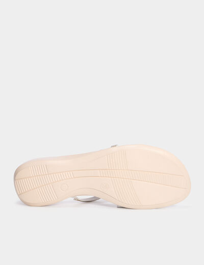 Mules brides crois&eacute;es &agrave; strass blanc femme