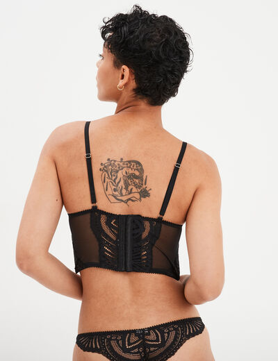 Soutien-gorge bustier paddé en dentelle noir femme