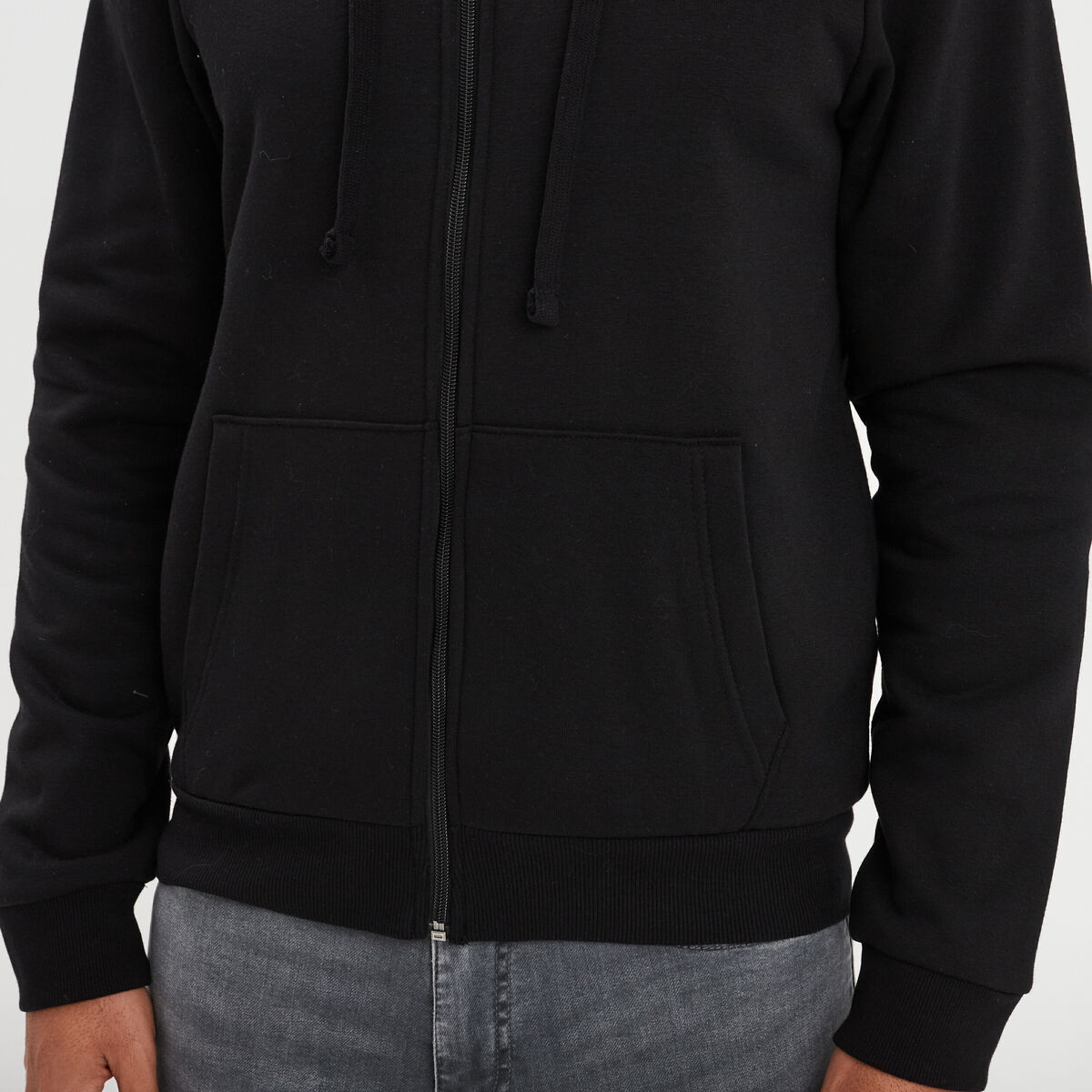 Sweat zipp&eacute; doublure effet sherpa noir homme