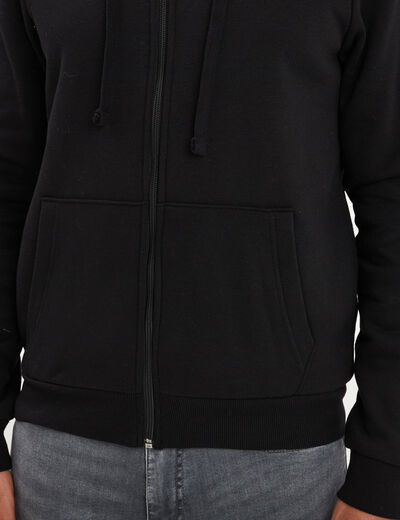 Sweat zipp&eacute; doublure effet sherpa noir homme