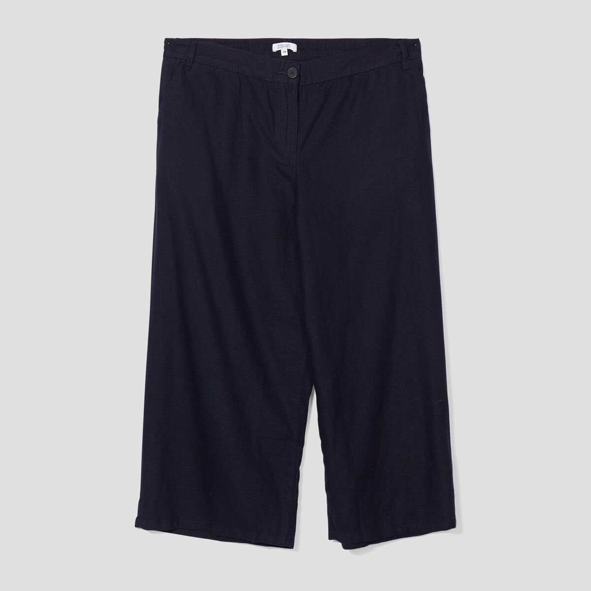 Pantacourt regular en lin majoritaire bleu foncé femme grande taille