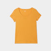 T-shirt coton col rond manches courtes jaune moutarde femme